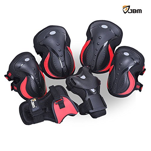 JBM Adult / Children Outdoor Activities Knee Pads and Elbow Pads with Wrist Guards Impact Resistant Protective Gear for Skateboarding, Inline Roller Skating, BMX Biking, Scooter, Electric Skateboard, Cycling