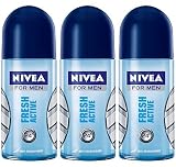 Nivea for Men Fresh Active Deodorant Antiperspirant Roll-on 50 ml (3-pack)