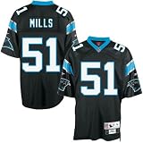 Reebok Carolina Panthers #51 Sam Mills Black Tackle Twill Throwback Football Jersey