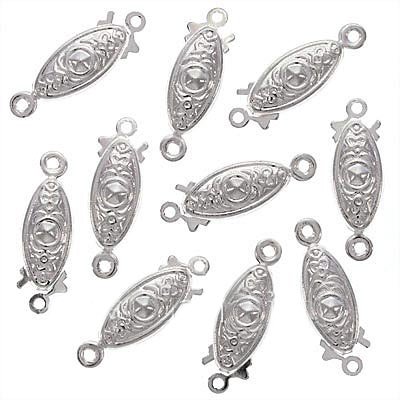 Silver Plated Victorian Pearl Clasps 6.5mm x 14mm (10 Clasps)