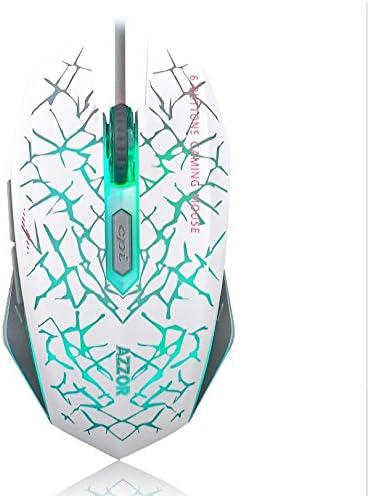 AZZOR Optical Soundless Wired Gaming Mouse Silent Click Ergonomic Design for PC Computer Desktop Laptop (Dazzle Light)