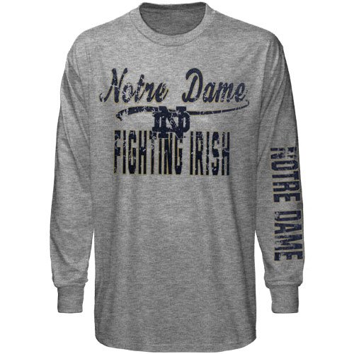 Notre Dame Fighting Irish Script Long Sleeve T-Shirt - Ash (X-Large)
