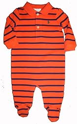 Ralph Lauren Infant Boys Romper Size 3 Months Orange/Navy