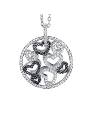 Ze Sterling Silver White and Black Diamond Medallion Pendant.
