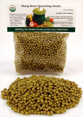 Certified Organic Dried Mung Bean Sprouting Seed: 1 2 Lb. (8 Oz.) of Dry Mung Seeds for... by WheatgrassKits