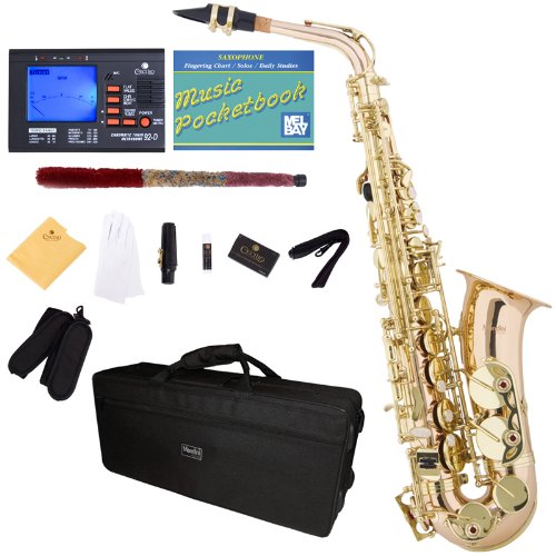 Best Price Mendini MAS-30 Rose Gold Brass E Flat Intermediate to Professional Alto Saxophone