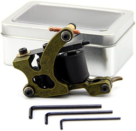 Coils Tattoo Machine 10 Wrap Copper Coil Tattoo Gun Alloy for Liner Shader with Iron Box 4 Colors (Bronze)
