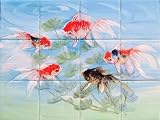 絵タイル 金魚 12枚組