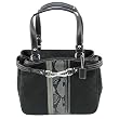 Coach 13993 Nancy Python Stripe Signature Tote Handbag Black Gray