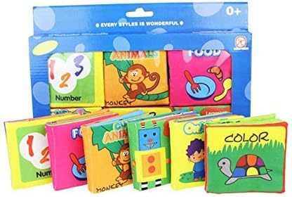 KIDDOSLAND Baby's First Non-Toxic Soft Cloth Book Set- Squeak, Rattle, Crinkle - by KiddosLand