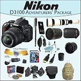 Best Price Nikon D3100 Digital Camera With Nikon 18-55mm VR Lens, Nikon 55-200mm VR Lens, Opteka .35x Wide Angle Fisheye Lens, Opteka 650-1300mm Zoom Lens, Opteka 500mm Mirror Lens, 2x T-Mount Telephoto Lens, 5 Year Extended Warranty With Accidental Damage Coverage And Much More Included!