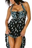 Produkt-Bild: Neckholder Maxikleid fantasy Schwarz Blau (9139