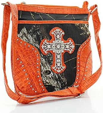 Mossy Oak Camouflage Rhinestone Cross Messenger Bag