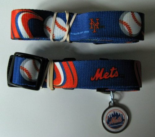 New York Mets Pet Set Dog Leash Collar ID Tag SMALL