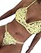 Fanala Women Halter Floral Sheer Lace Bikini Set Swimwear Bathing Suit