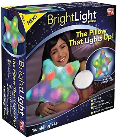 Bright Light Plush Decorative Cushion Night Light Pillow Twinkling Star Multi-Color Color Changing (As Seen On TV) - The Pillow That Lights Up! - Polyester - Automatic Shut Off - Soothing Light