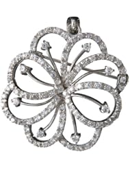 C.Z Filigree Rhodium (.925) Sterling Silver Pin And Pendent