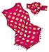 Messy Code Gold Dot Pompom Jumpsuit with Headband for Baby Girls
