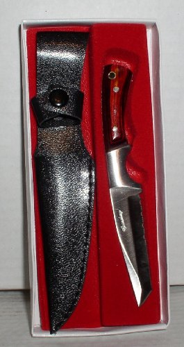FULL BLADE WOOD HANDLE 5 1/2 INCH KNIFE WITH SHEATH On Sale
