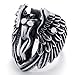 KONOV Jewelry Stainless Steel Angel Wing Unisex Ring, Black and Silver