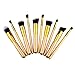 Unimeix? 10 pcs Premium Synthetic Kabuki Makeup Brush Set Cosmetics Foundation Blending Blush Eyeliner Face Powder Brush Makeup Brush Kit (Golden)