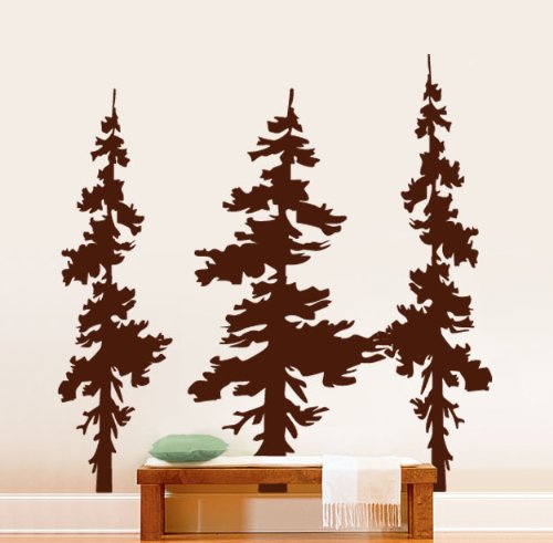 Vinyl Wall Art Decal Sticker Forest Trees 6 Feet Tall (3 Tree Combo) On Sale