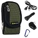 EveCase Travel Kit: Compact Zipper Case with Strap, USB Extension Cable (6 Feet), Car Charger, and Wall Travel/Home Charger with Clip for Cisco Flip Video SlideHD, UltraHD 3rd Generation(8GB/2 hr)