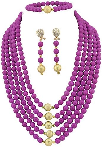 Ellenjewelry 5 Rows African Turquoise Beads Jewelry Sets African Beads Jewelry Sets(C-1368)