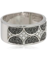 10k White Gold Black Diamond with White Diamond-Accent Ring (1/ 2 cttw, H-I Color, I1-I2 Clarity)