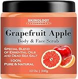 100% Natural Grapefruit Scrub for Face & Body 12 Oz - Powerful Body Scrub Exfoliator with Dead Sea Salt, Vitamin E & Essential Oils - Facial Scrub Cleanser & Daily Moisturizer for All Skin Types