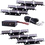 54 x Ultra Red and White LED Emergency Warning Use Flashing Strobe Lights Bar For Windshield Dash Grille