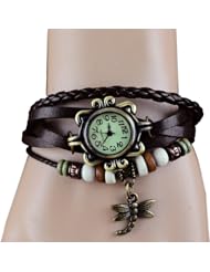 Finejo Quartz Weave Wrap Synthetic Leather Bracelet Wrist Watch