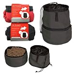 (Hi-Travel) Food & Water Travel Bowls (Assorted Red/Black)