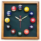 12in Square Billiard Clock Mahogany & Spruce Mali Felt