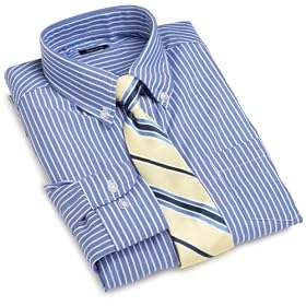 Claiborne Boys8-20 Long Sleeve Poplin Striped Dress Shirt With Tie