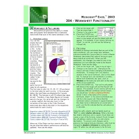Microsoft Excel 2003 Quick Reference Guide: Excel 204 - Worksheet Functionality