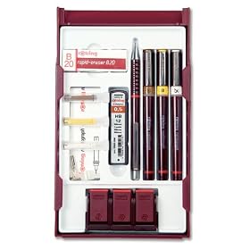 Rotring Rapidograph College Set with 3 Pens 0.25/0.35/0.5mm 1 Mechanical Pencil 0.5mm Ref S0699530
