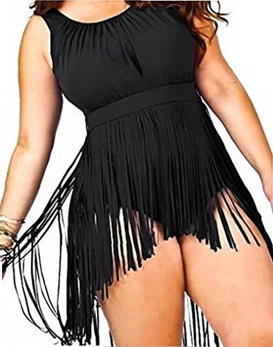 Women Plus Size Sexy One Piece Tassel Slim Underwire Push up Swimsuit