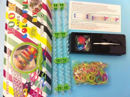Loom Kit-green/pink/purple Deluxe 25 Clips 1 Loom Stick 4 Charms Mixed Loom Bands 600 Ct
