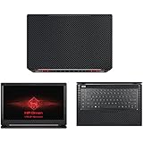 Decalrus - HP Omen (15.6" TouchScreen) laptop BLACK Carbon Fiber skin skins decal for case cover wrap CFhpOmenBlack