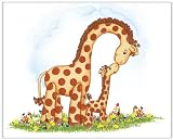 Jungle Art Mom and Baby Giraffe - Children's Wall Art and Nursery Wall Decor, 10 x 8