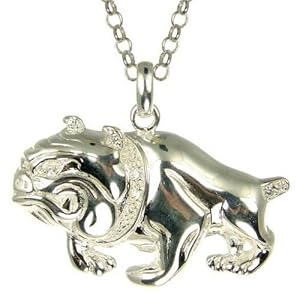 Mens Cubic Zirconia Bulldog Pendant Necklace Silver Belcher Chain 51cm Length Model B20 Sps6336