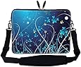 15 15.6 inch Blue Swirl Design Laptop Sleeve Bag Carrying Case with Hidden Handle & Adjustable Shoulder Strap for 14" 15" 15.6" Apple Macbook, Acer, Asus, Dell, Hp, Sony, Toshiba, and More