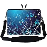 15 15.6 inch Blue Swirl Design Laptop Sleeve Bag Carrying Case with Hidden Handle & Adjustable Shoulder Strap for 14" 15" 15.6" Apple Macbook, Acer, Asus, Dell, Hp, Sony, Toshiba, and More