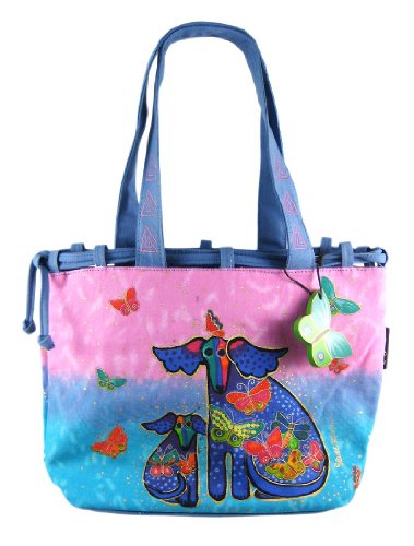 Laurel Burch Puppies & Papillion Medium Tote Bag Purse