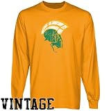 NCAA Norfolk State Spartans Gold Distressed Logo Vintage Long Sleeve T-shirt