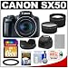 Canon PowerShot SX50 HS Digital Camera (Black) with 16GB Card + Case + Battery + 2 Tele/Wide-Angle Lens Set + Hood + Accessory Kit