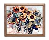 Country Sunflower Floral Kitchen Home Decor Wall Picture Oak Framed Art Print