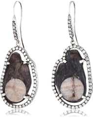 Jordan Alexander "Slice" Silver and Interior Navy Pearl Slice and Diamonds Earrings