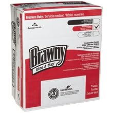 Brawny Bar and All Purpose Food Towel, Dine-A-Max 29416 White-Green 1/4 Fold Stripe, 24" Length x 13" Width (Box of 150)